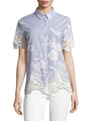 T Tahari Lola Floral Embroidered Blouse