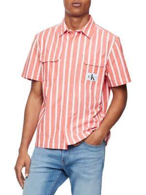 Calvin Klein Jeans Striped Short-sleeve Button-down Shirt