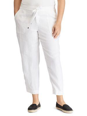 Lauren Ralph Lauren Plus Mid-rise Straight Linen Pants
