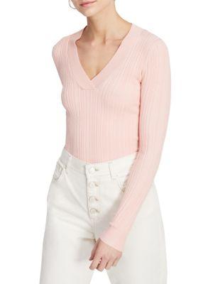 Miss Selfridge Ribbed V-neck Top