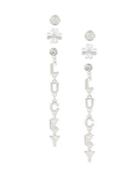 Bcbgeneration Lucky Set Of Three Crystal Linear & Clover Stud Earrings