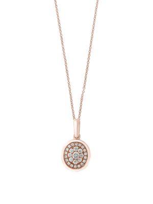 Effy Pave Rose Diamond & 14k Rose Gold Pendant Necklace