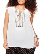 Addition Elle Michel Studio Front Embroidered Top