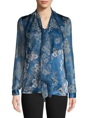 Elie Tahari Trellis Poppy Silk Blouse