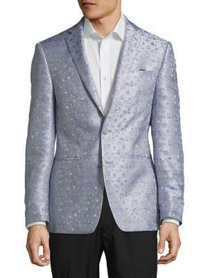 Tallia Orange Plaid Metallic Sportcoat
