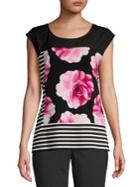 Calvin Klein Mixed Print Cap Sleeve Blouse
