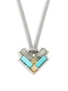 Design Lab Lord & Taylor Leather And Turquoise Arrow Necklace