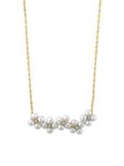 Effy 3mm White Pearl, Diamond And 14k Yellow Gold Bar Necklace