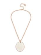 Robert Lee Morris Soho Patina Bar Rose Goldtone Sculptural Disc Pendant Necklace