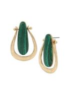 Robert Lee Morris Greener Pastures Goldtone & Green Malachite Sculptural Drop Earrings