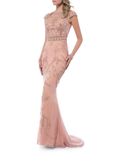 Glamour By Terani Couture Fully Beaded Mermaid Gown