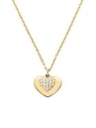 Michael Kors Sterling Silver And Crystal Heart Pendant Necklace