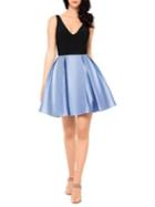 Betsy & Adam Pleated V-neck Fit-&-flare Dress