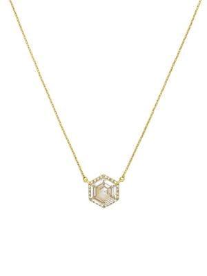Etienne Aigner Hexagon Crystal Pendant Necklace