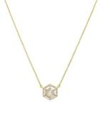Etienne Aigner Hexagon Crystal Pendant Necklace