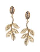 Nanette Lepore Stone Accented Leaf Drop Earrings