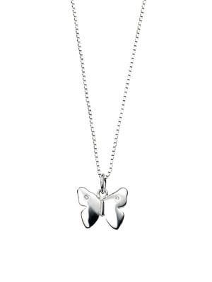 D For Diamond Diamond Butterfly Sterling Silver Necklace