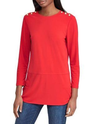 Lauren Ralph Lauren Button-trim Matte Jersey Top