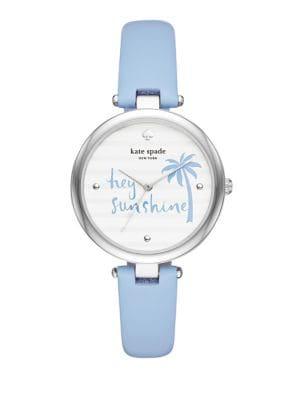Kate Spade New York Varick Silvertone And Leather-strap Watch