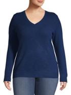 Lord & Taylor Plus Essential Cashmere V-neck Sweater