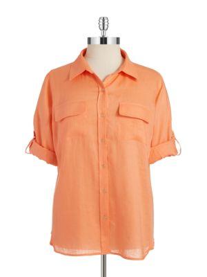 Calvin Klein Plus Plus Linen-rich Blouse