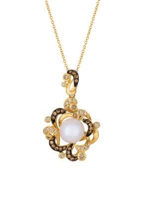 Le Vian 14k Honey Gold&trade; Vanilla Pearls&trade;, Chocolatediamonds? And Vanilla Diamonds? Pendant Necklace
