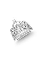 Lord & Taylor Rhodium-plated Sterling Silver And Cubic Zirconia Princess Royal Tiara Ring