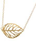 Lord & Taylor 18k Gold And Sterling Silver Leaf Pendant Necklace