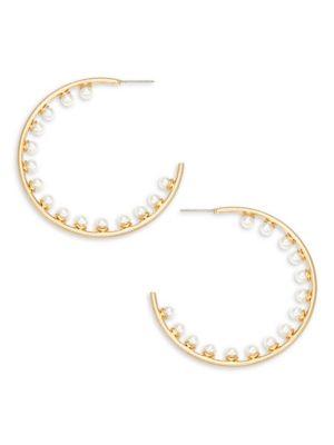 Design Lab Lord & Taylor Faux Pearl-embellished Hoop Earrings