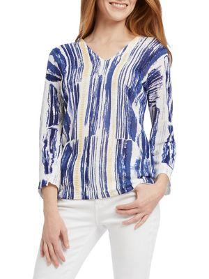 Nic+zoe Petite Sail Away Knit V-neck Top