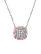 Sonatina Two-tone Sterling Silver 0.5 Tcw Diamond Cluster Halo Pendant Necklace