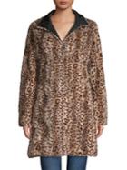 Via Spiga Leopard-print Faux Fur Reversible Coat
