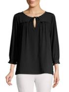 Karl Lagerfeld Paris Keyhole Three-quarter Sleeve Blouse