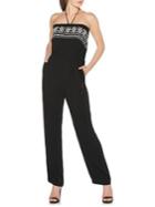 Laundry By Shelli Segal Embroidered Halter Crepe Jumpsuit