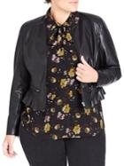 City Chic Plus Frilled Faux Leather Rider Jacket