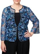 Alex Evenings Plus Two-piece Embroidered Cardigan And Jersey Tank Top