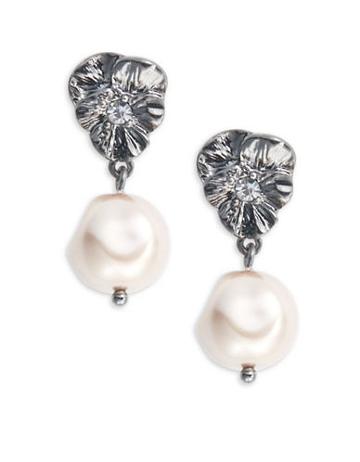 Nanette Lepore Gunmetal Faux Pearl Drop Earrings