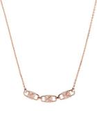 Michael Kors Mercer 14k Rose Gold-plated Sterling Silver And Cubic Zirconia Padlock Necklace