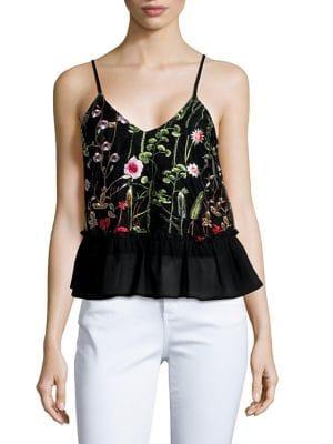 Design Lab Peplum Embroidered Top