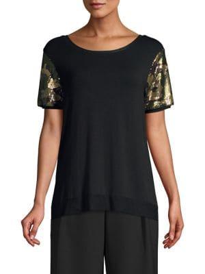 Dkny Sequin Sleeve Tee