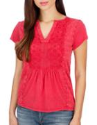 Lucky Brand Embroidered Cotton Top