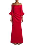 Betsy & Adam Bell-sleeve Off-the-shoulder Dress