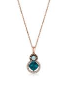 Levian Diamonds, Topaz, Aquamarine And 14k Rose Gold Pendant Necklace