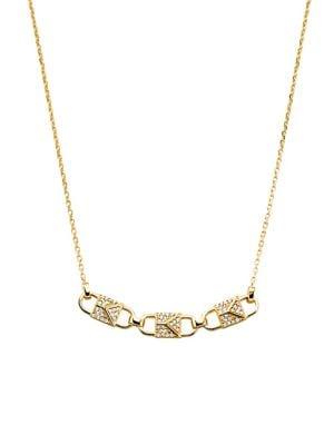 Michael Kors Mercer 14k Gold-plated Sterling Silver And Cubic Zirconia Padlock Necklace