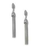 Vince Camuto Statement Tassels Crystal And Silvertone Seed Bead Fringe Drop Earrings