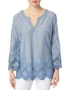 Nydj Embroidered Scalloped Top