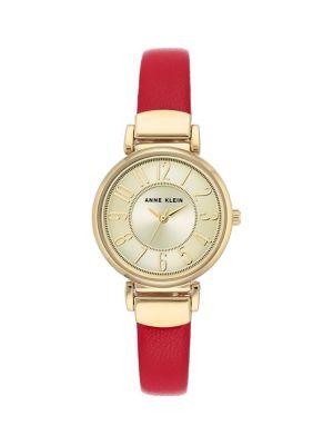 Anne Klein Goldtone & Leather-strap Watch