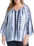 Karen Kane Plus Tie-dyed Ruffle-sleeve Top
