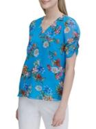 Calvin Klein Puffed Ruched Sleeve Top