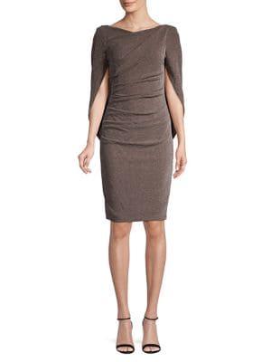 Betsy & Adam Drape Sleeve Ruched Sheath Dress